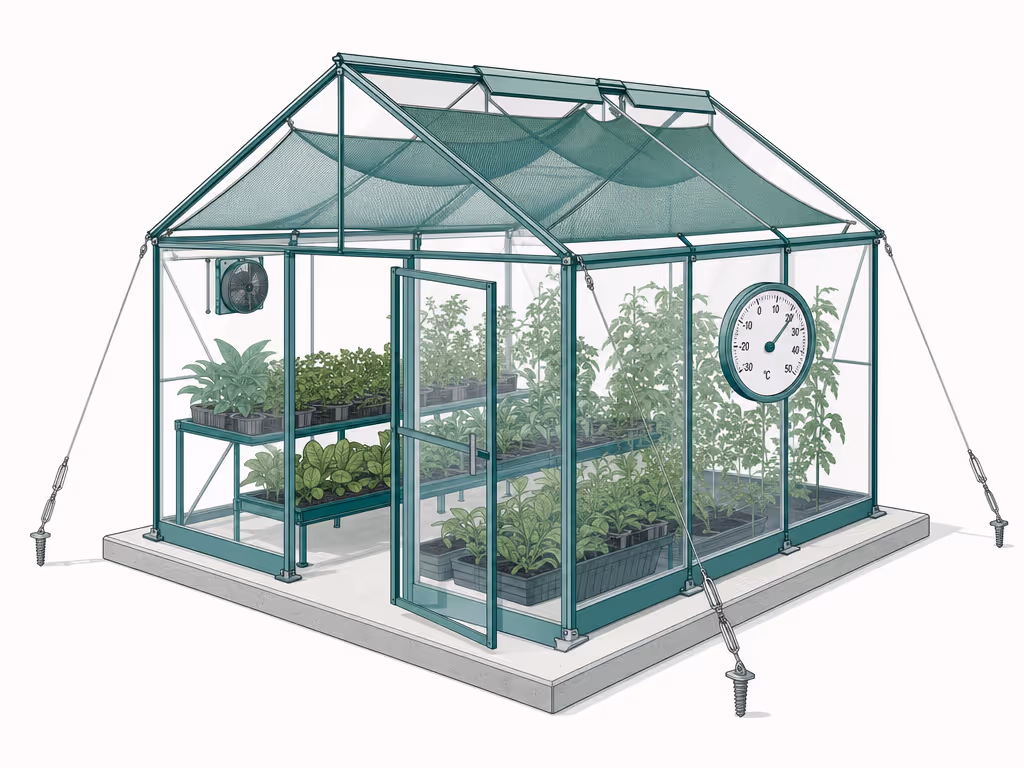 level_anchored_portable_greenhouse_with_shade_and_thermometer